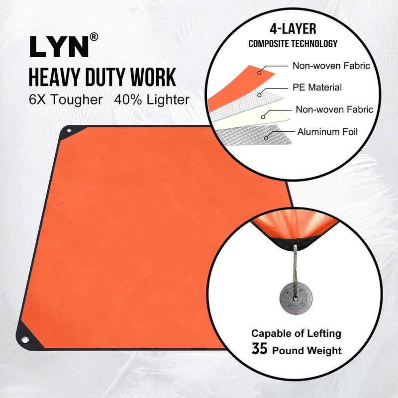 LYN Thickening Complex:LYN Multilayer Heavy Duty Solar Emergency Survival Blanket-Orange,Reflective Mylar Waterproof Windproof Thermal,for Rescue,Car Camping,Hiking,Bushcraft,Snow&Pet Full - Image 3